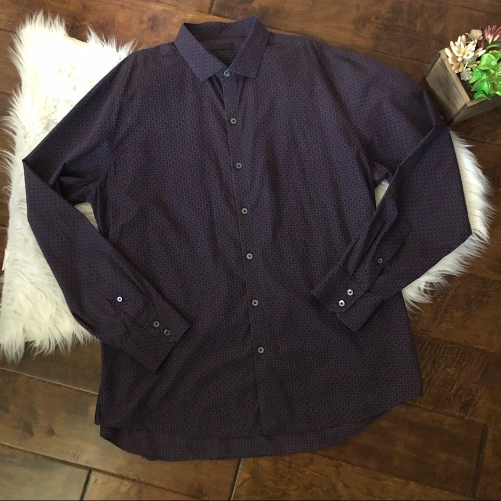 Zachary Prell Men’s Shirt Purple Red Print Size XL